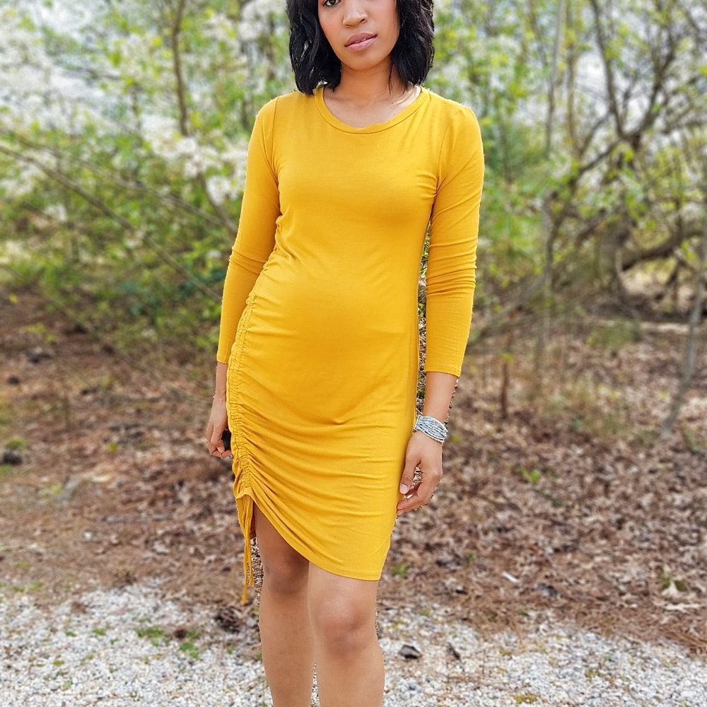 Solid Mustard Knit Dress
